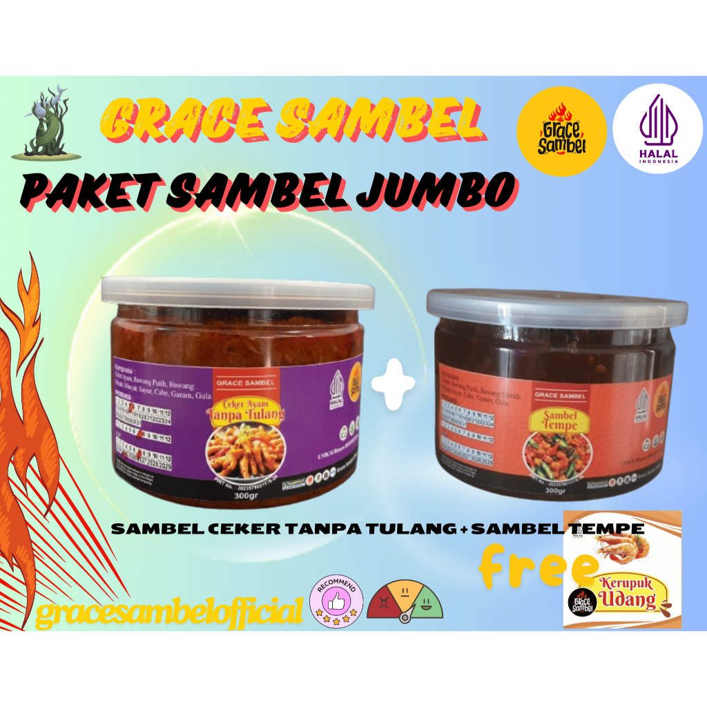 

PAKET SAMBEL JUMBO SAMBEL CEKER TANPA TULANG DAN TEMPE(FREE TESTER KRUPUK UDANG GRACE)