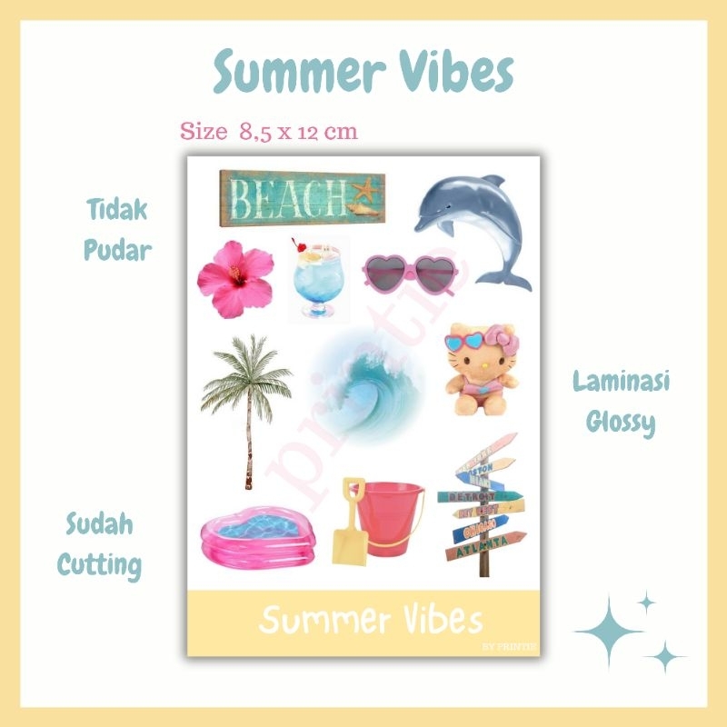 

[1 lbr] stiker sheet kisscut summer beach vibes