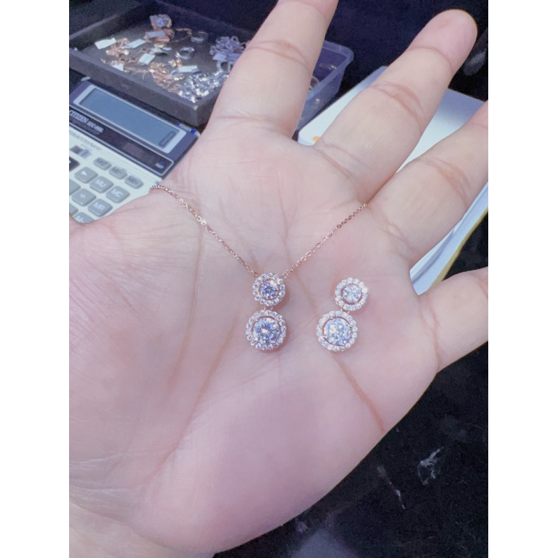 KALUNG SET LIONTIN MODEL MATA NEW ROSE GOLD EMAS ASLI