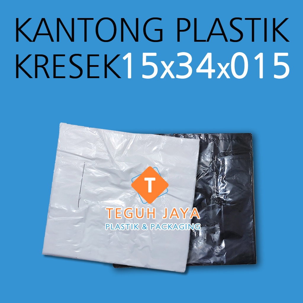 Kantong Plastik Kresek 15x34 Tebal 015 Putih Hitam 15cm x 34cm x 15micron Kuat 15 x 34