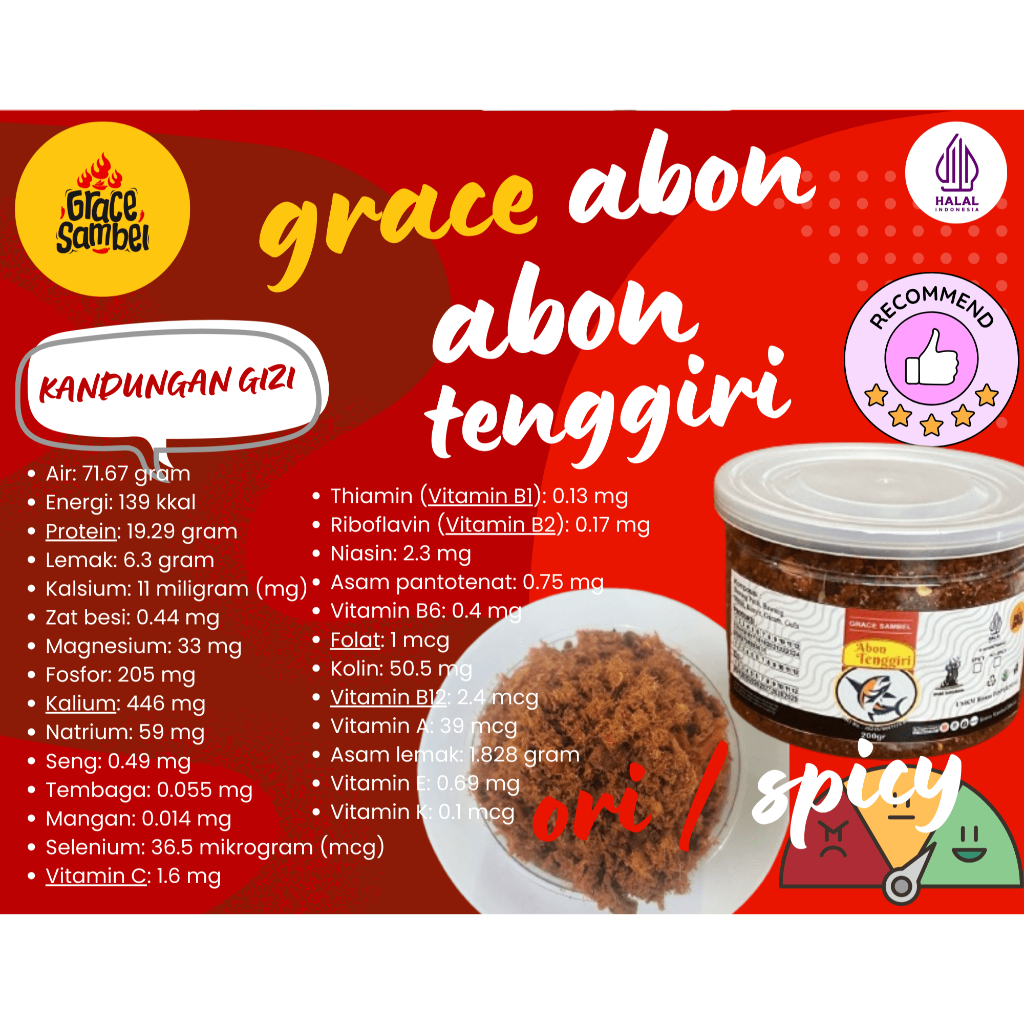 

Grace Sambel - Abon Tenggiri Toples 200 gr (Original/Spicy)
