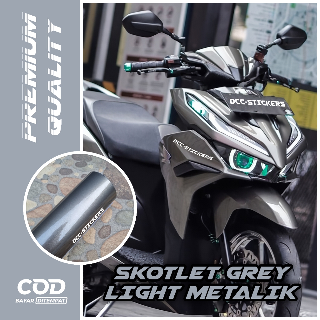 Skotlet Grey Light Metalik Abu Abu Light Candy Glossy Premium Cover Body Motor Vespa Moge