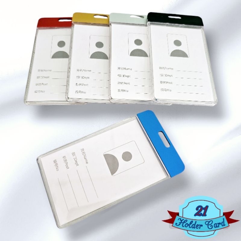 

Tempat Kartu Id Card Akrilik Aluminium Kelas Atas 2 Sisi Bening Transparan
