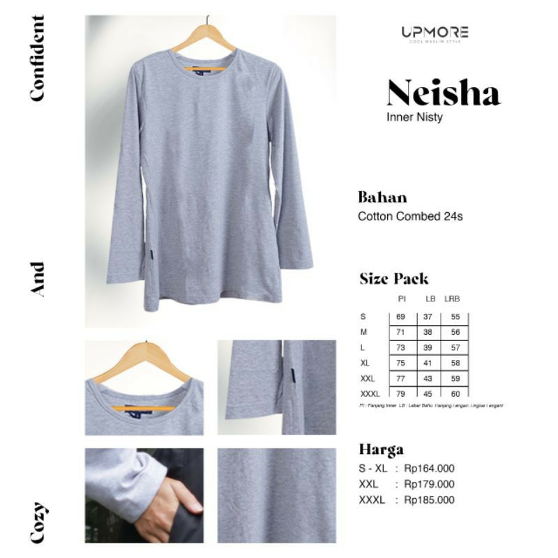 Inner kaos Neisha Upmore|| Manset Dewasa || Manset Lengan Panjang || Atasan