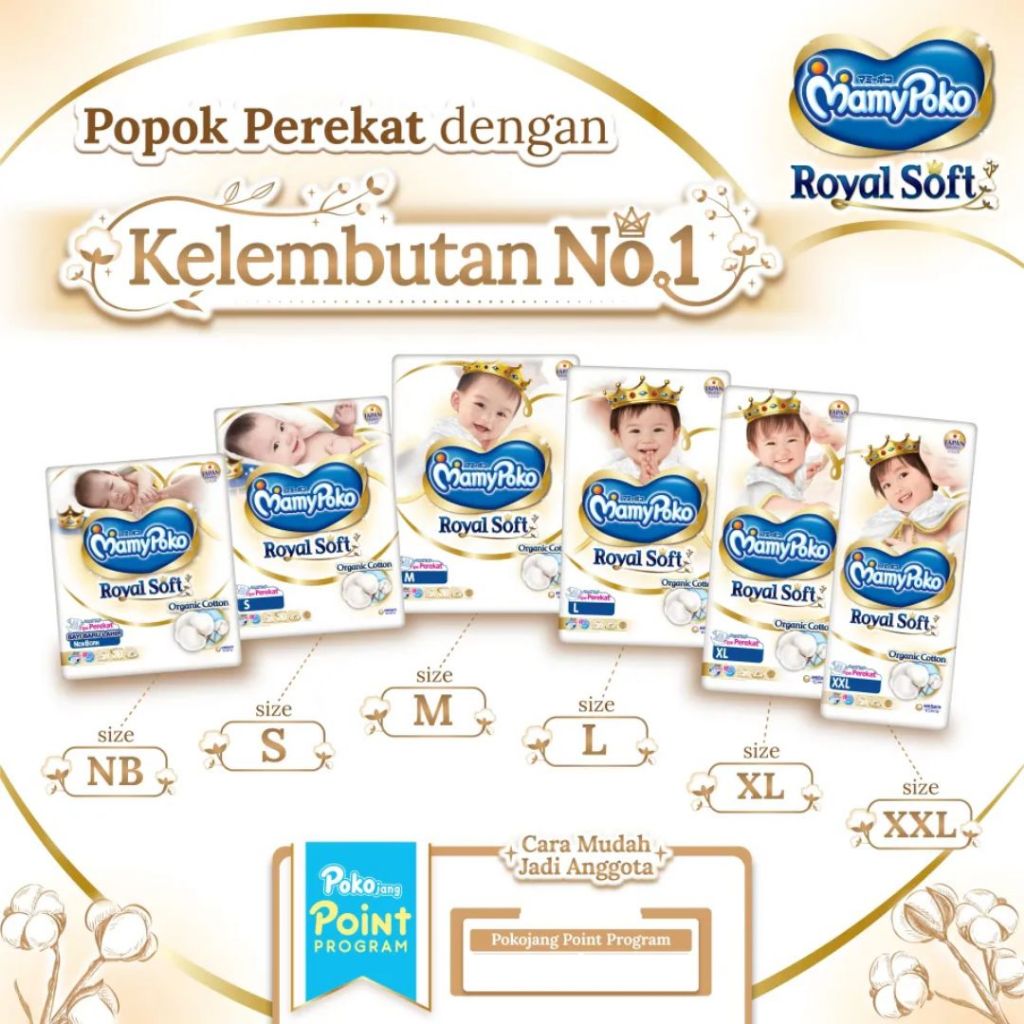 Mamypoko Royal Soft Pants/Perekat NB30 M28 L24 XL20 - READY MANADO