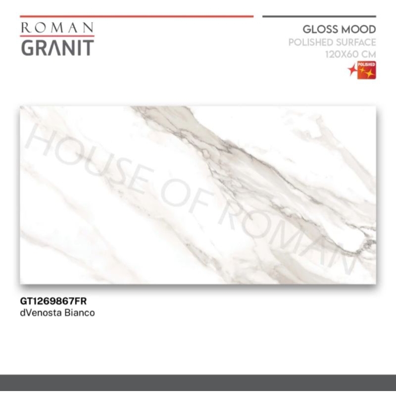 Roman Granit Gloss Mood GT1269867FR dVenosta Bianco 120x60