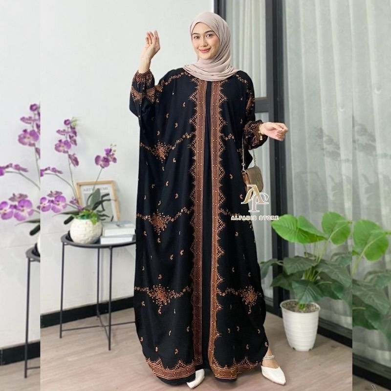 Habibah Kaftan Rayon Premium Kaftan Kondangan Grosir Kaftan Batik Salur Busui Lengan Panjang