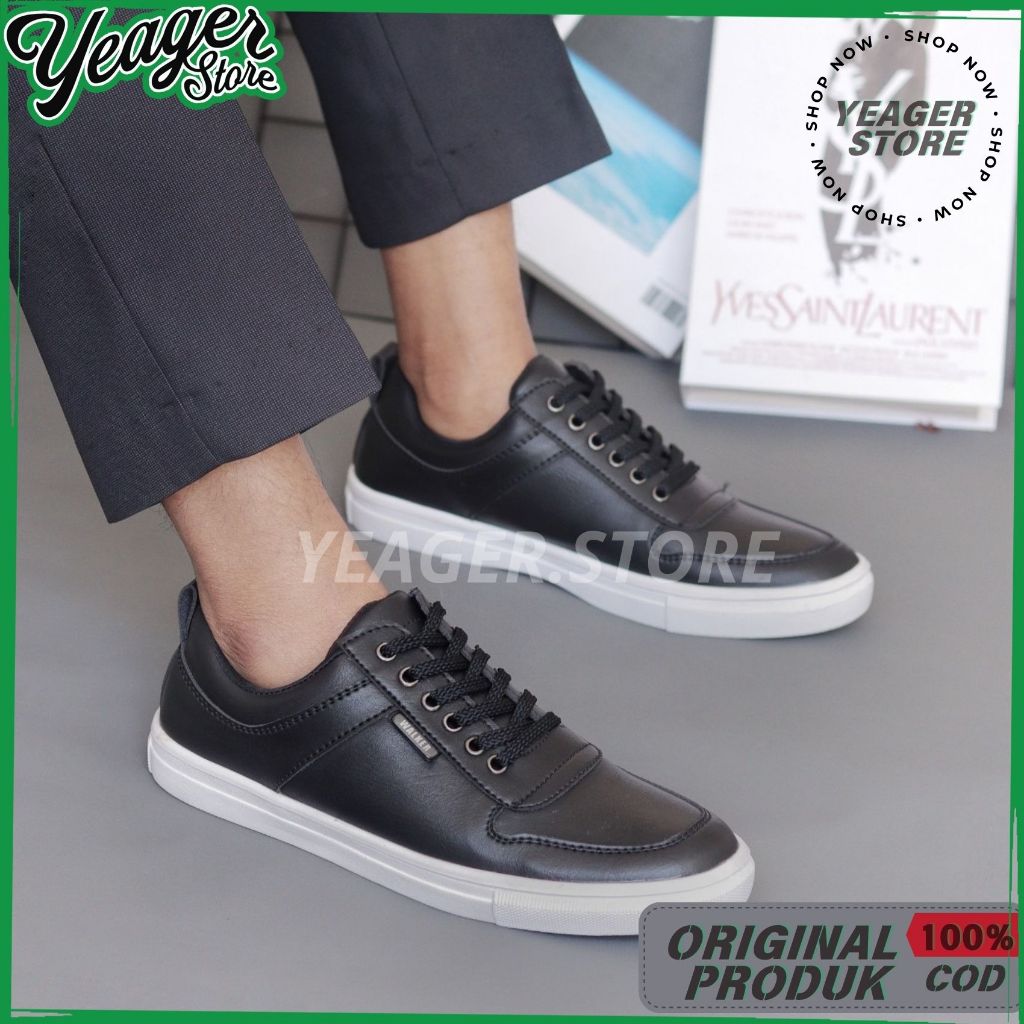 YEAGER - Allthiago Black White Sepatu Sneakers Pria Casual