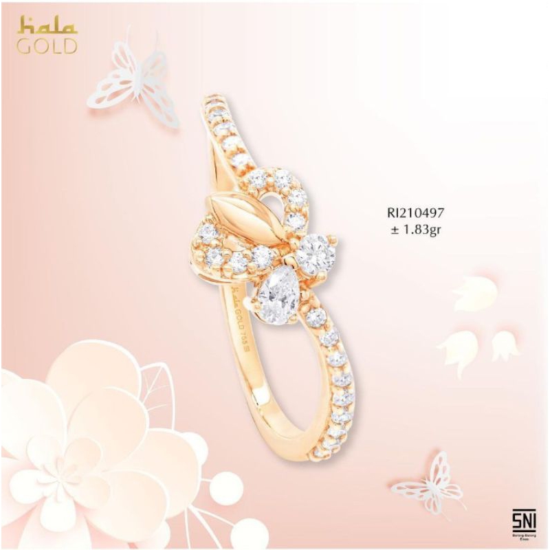 Cincin Butterfly Cubic Zirconia Rose Gold