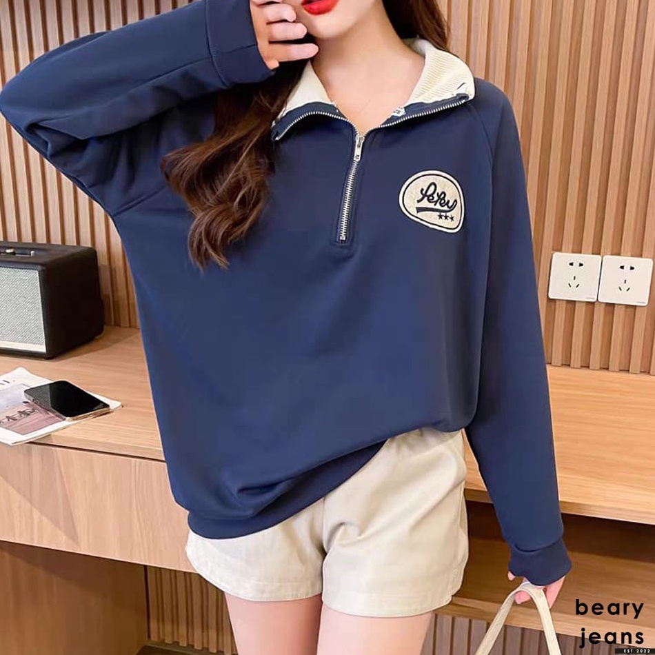 LANGSUNG ATC BEARY JEANS BJ168  Vintage Polo Sweater Hoodie Oversize Wanita Pria 223 Lengan Panjang 