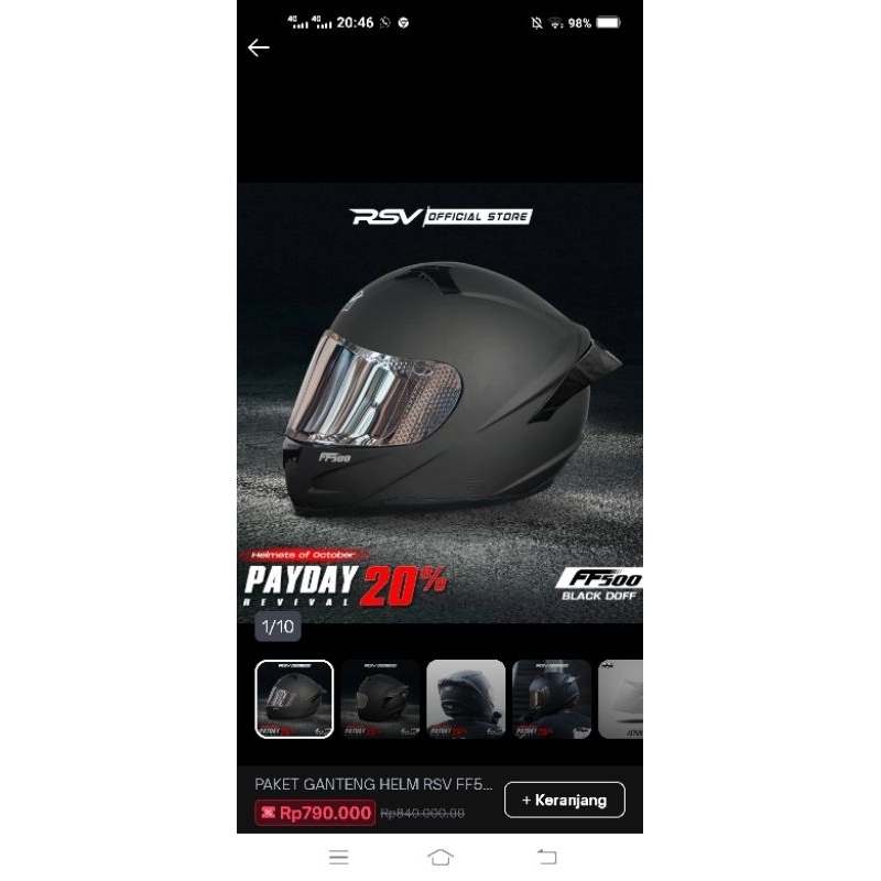 Helm RSV FF500 Carbon Black doff