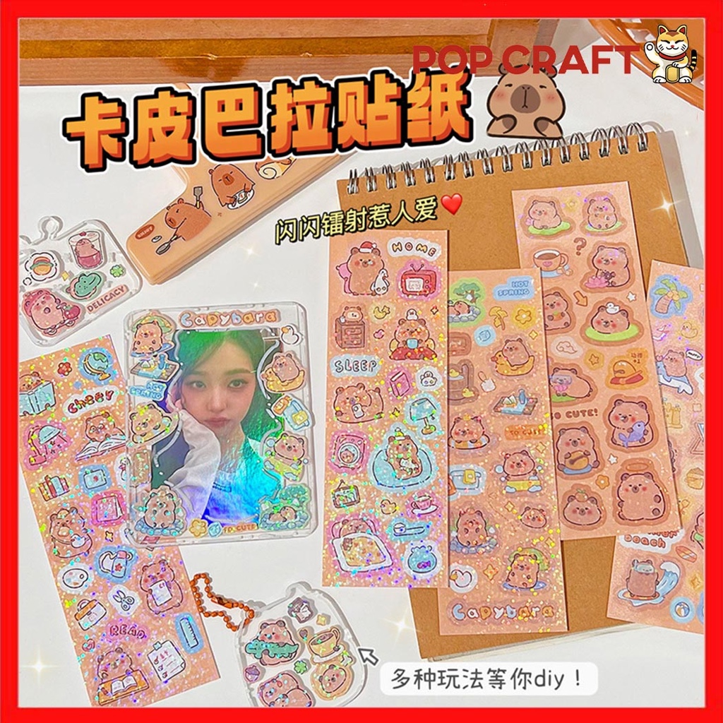 

PC 10 Pcs Stiker Capybara Lucu Dekorasi Mainan Anak Stiker Tempel Cartoon DIY Sticker Pack Deco SP03