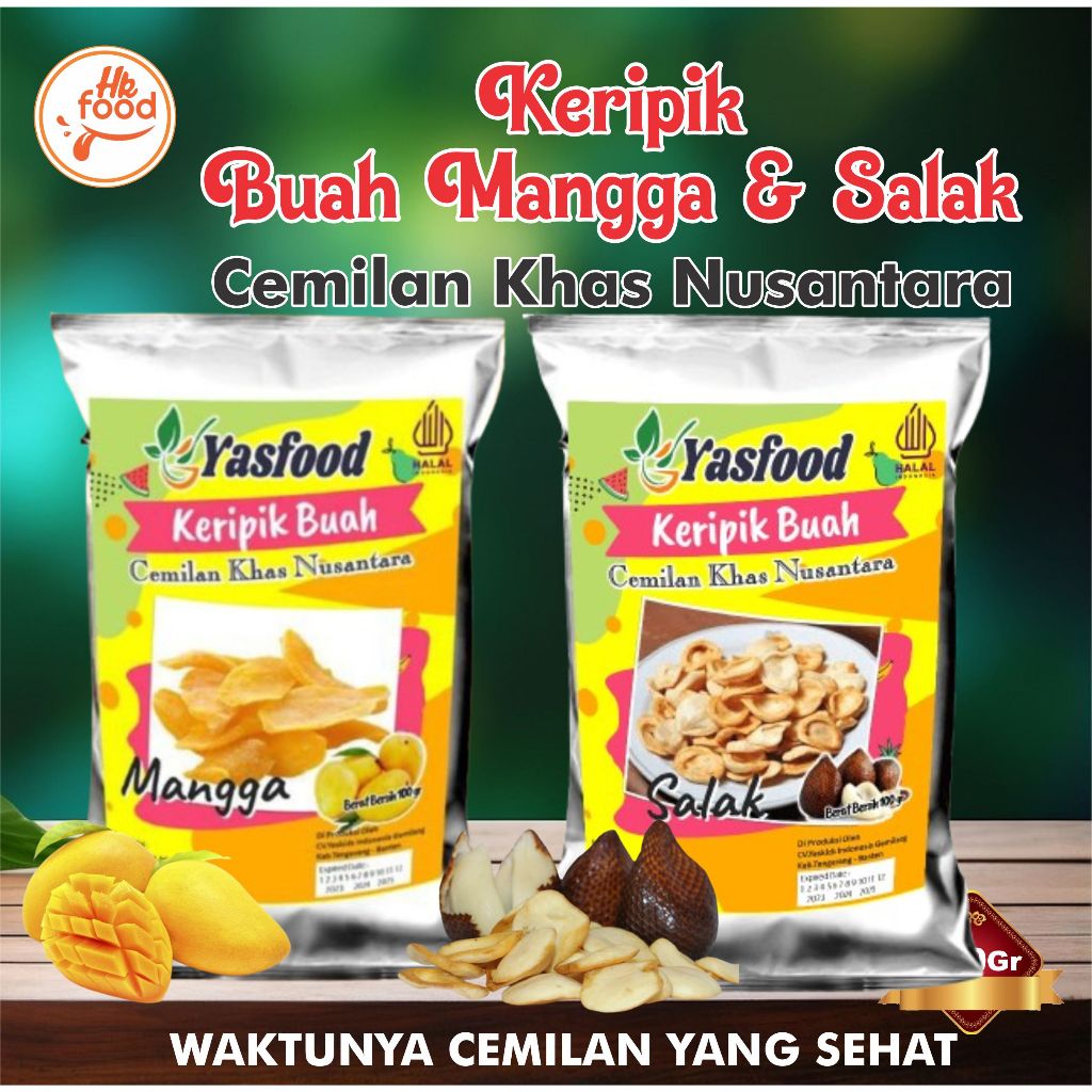 

Keripik Buah Mangga dan Salak Cemilan Sehat Vegetarian 100gr