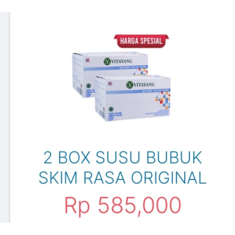 

PAKET HEMAT VITAYANG SUSU SKIM BUBUK COLOSTRUM ORIGINAL PROMO 2 BOX
