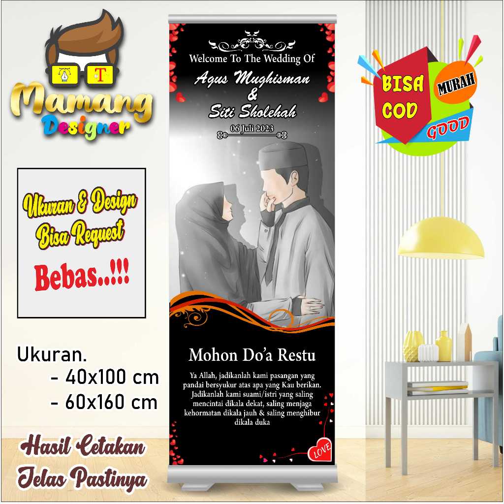 Cetak Banner Spanduk Custom Foto Untuk Pernikahan bb