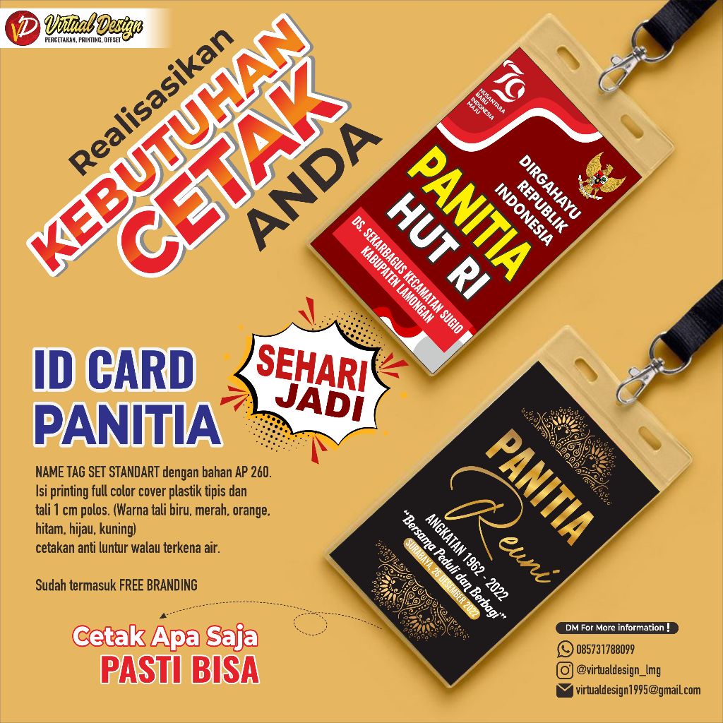 [FREE DESIGN] NAME TAG / KARTU PANITIA / KEPLEK / CO CARD / ID CARD / KALUNG PANITIA / INCLUDE MIKA 