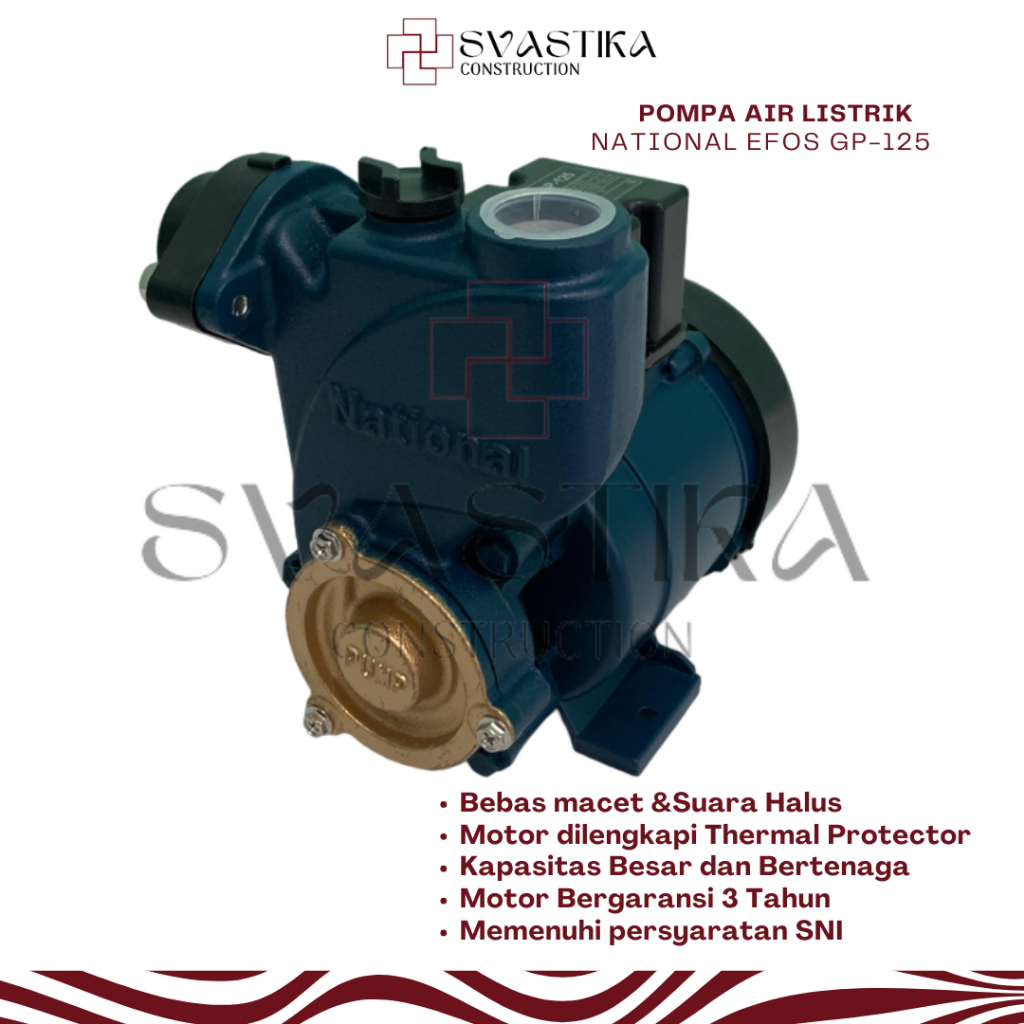 National Efos GP 125 Pompa Air Listrik Sumur Dangkal Murah