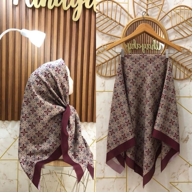 JILBAB HIJAB SEGIEMPAT MOTIF BUNGA KECIL HIJAB VOAL PREMIUM LASERCUT SUBLIME