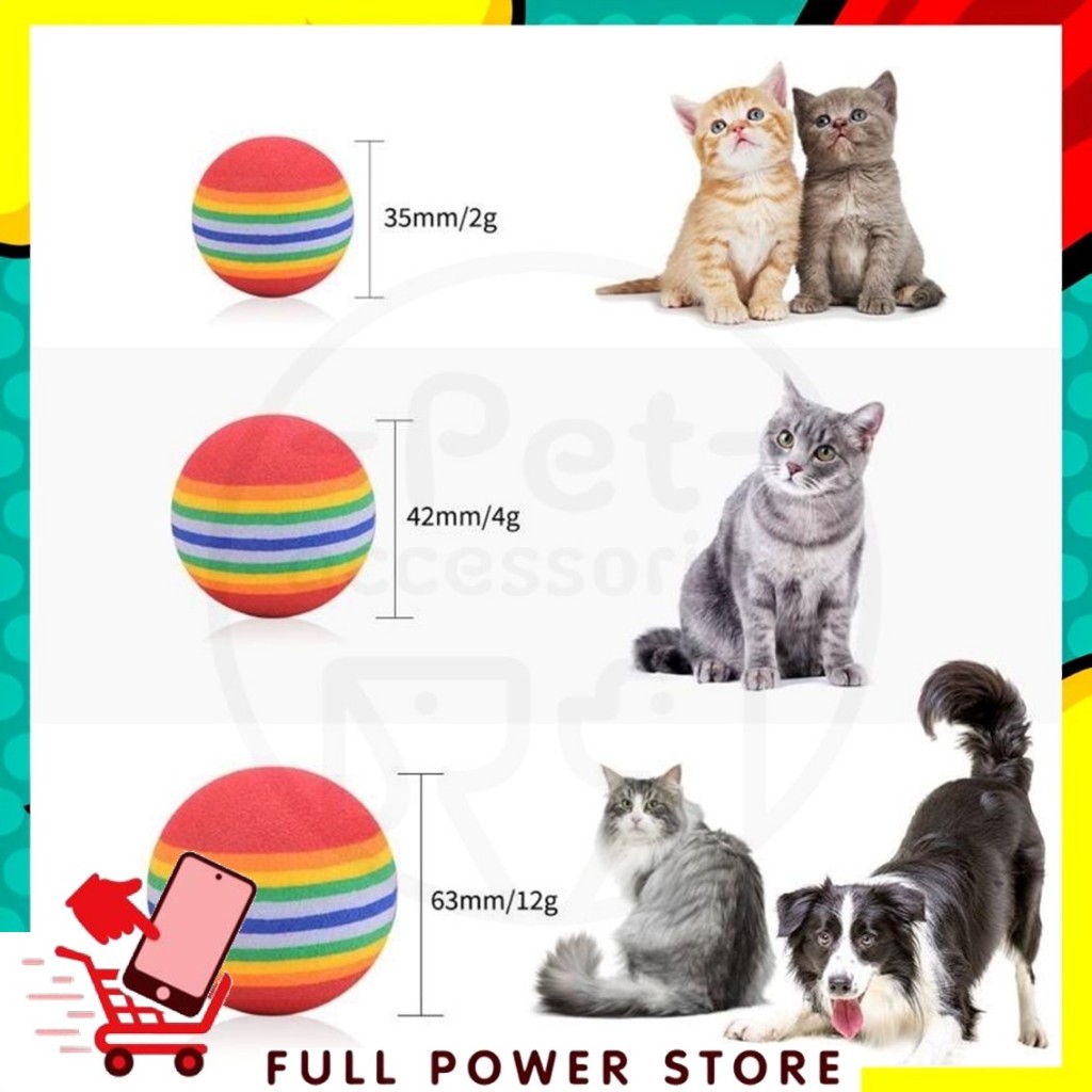 FPS - Mainan Gigitan Bola Garis Rainbow Kucing Cat Toys Mainan Hewan Peliharaan Doggy