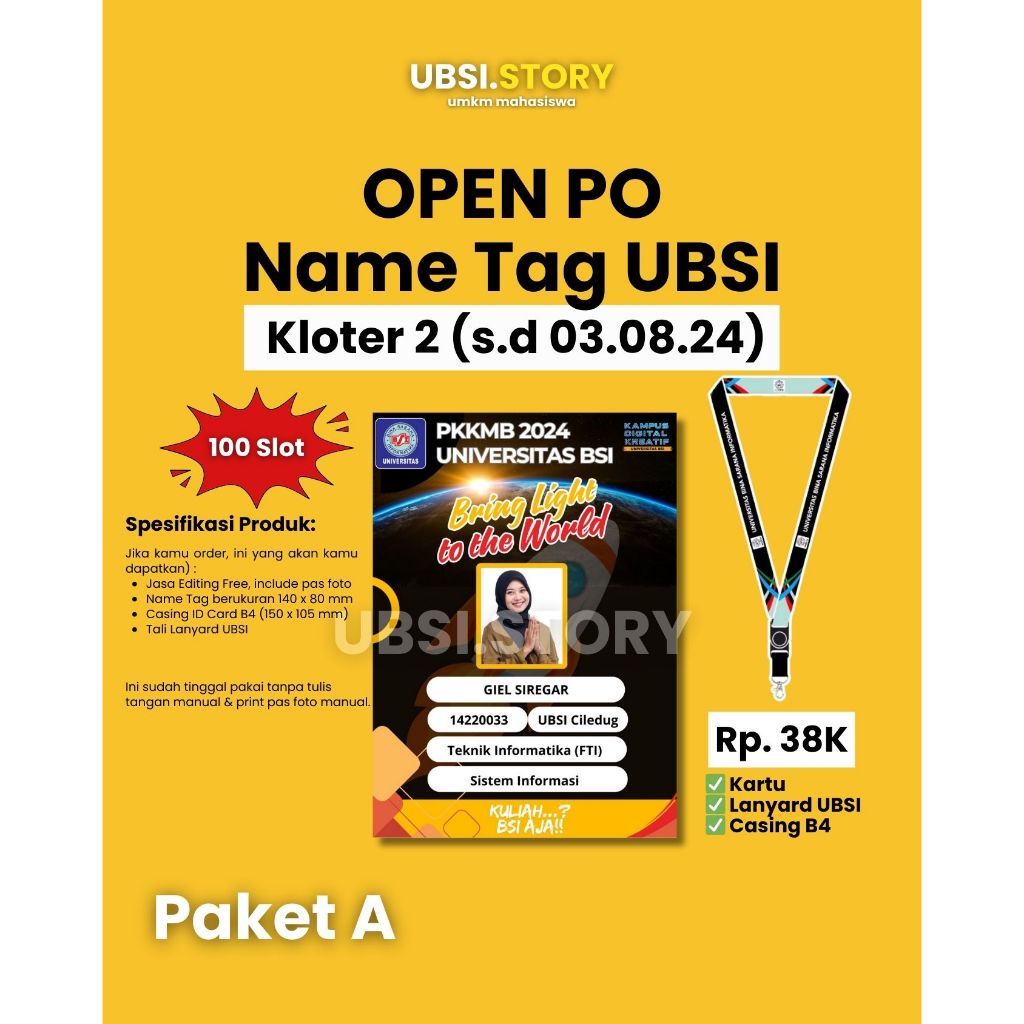 

Name Tag SEMOT UBSI 2024 - Tanda Pengenal Wajib Dibawa Saat SEMOT