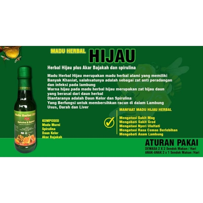 

Madu Herbal Hijau Spirulina & akar Bajakah 360 gr madu hijau untuk maag madu hijau untuk gerd madu hijau untuk asam lambung madu sehat madu sehat alami