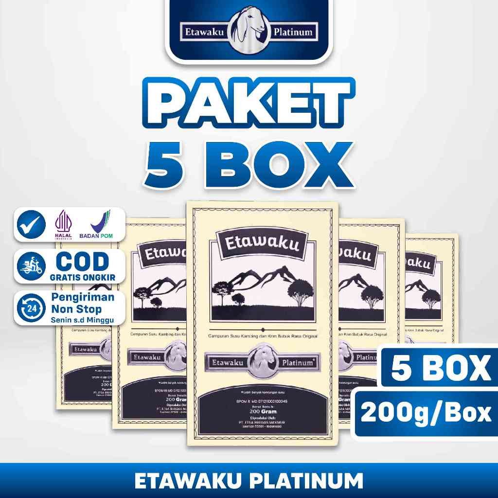 

Etawaku Platinum Paket 5 Box - Susu Kambing Etawa Murni + Krimer Bubuk yang Berkhasiat Tinggi