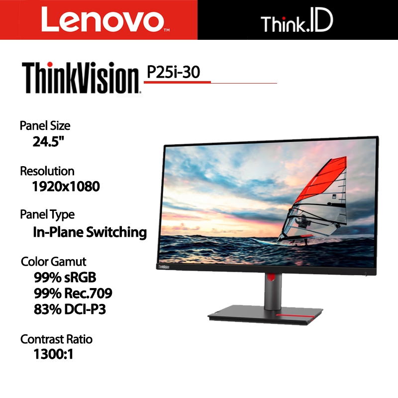 Monitor LED Lenovo ThinkVision P25i-30 24.5" 1920x1080 IPS 99% sRGB