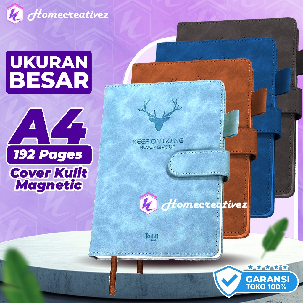 

Homecreativez - A4 Toddy Buku Catatan Harian Notebook Cover Kulit Magnetic Buckle