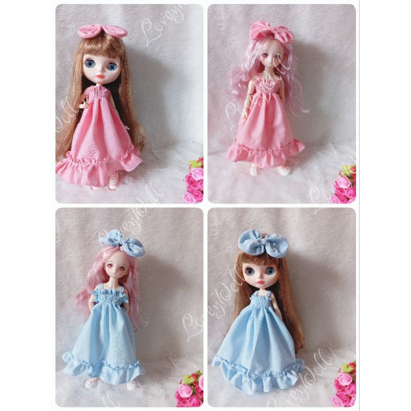 LoveyDoll Baju Boneka Blythe Baju Bjd Doll dress kerut