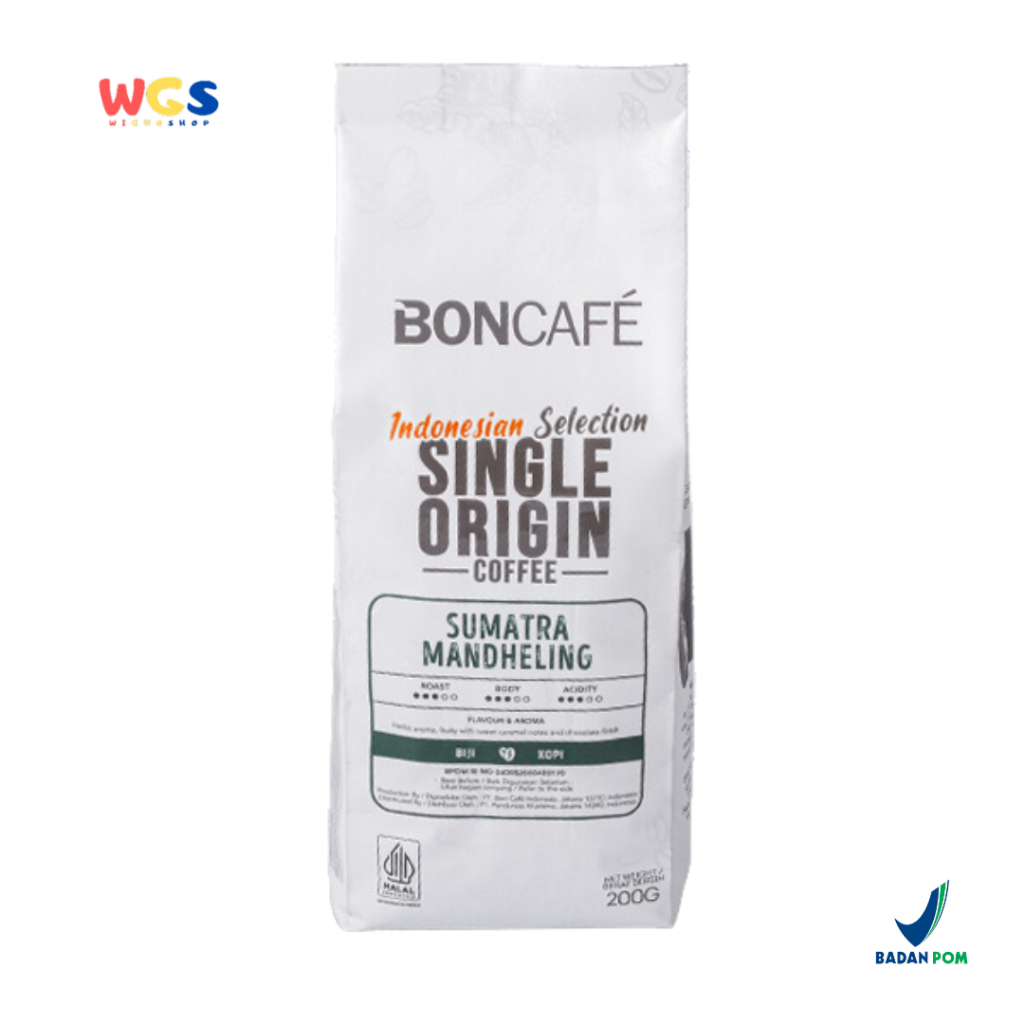 

BONCAFE Sumatra Mandheling Single Origin Roasted 100% Arabica Whole Beans Coffee 200g - Biji Kopi