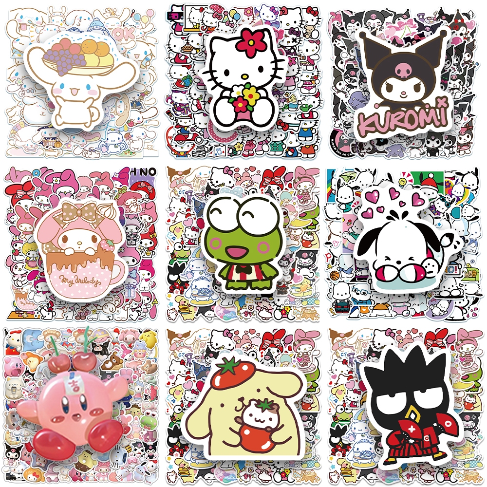 

COD✨gaya lucu Sanrio Hello Kitty Melody Kuromi Cinnamoroll stiker untuk papan luncur/Buku Harian/Laptop/Sticker Helm Tahan Air Vinil/hp casing stiker tahan air berperekat