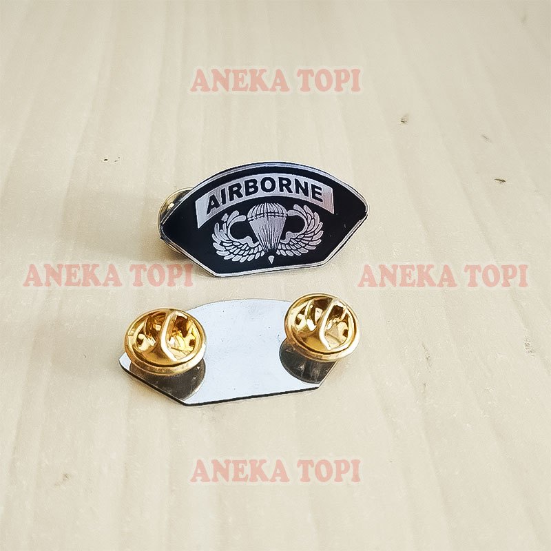 Pin Airborne Pin Bros Airborne Warna Hitam Pin Atribut Penerjun Payung - Aneka Topi