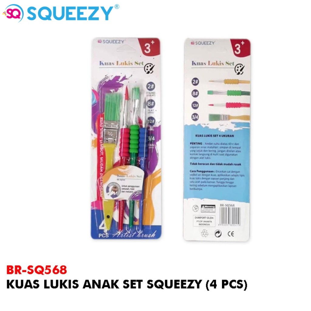 

Set Kuas Cat Air / Painting Brush / Kuas Lukis Squeezy Isi 4 Pcs
