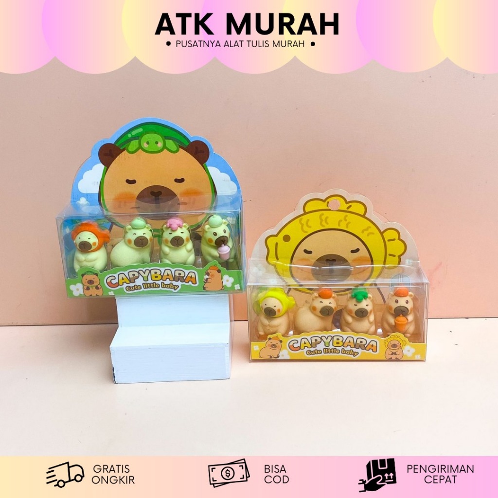 

ER-1469 Penghapus miniatur bentuk Capybara 1 set isi 4 pcs / Mainan penghapus bentuk Capybara Cappybara kapibara lucu / Penghapus lucu anak sekolah / hampers lucu kado unik capybara