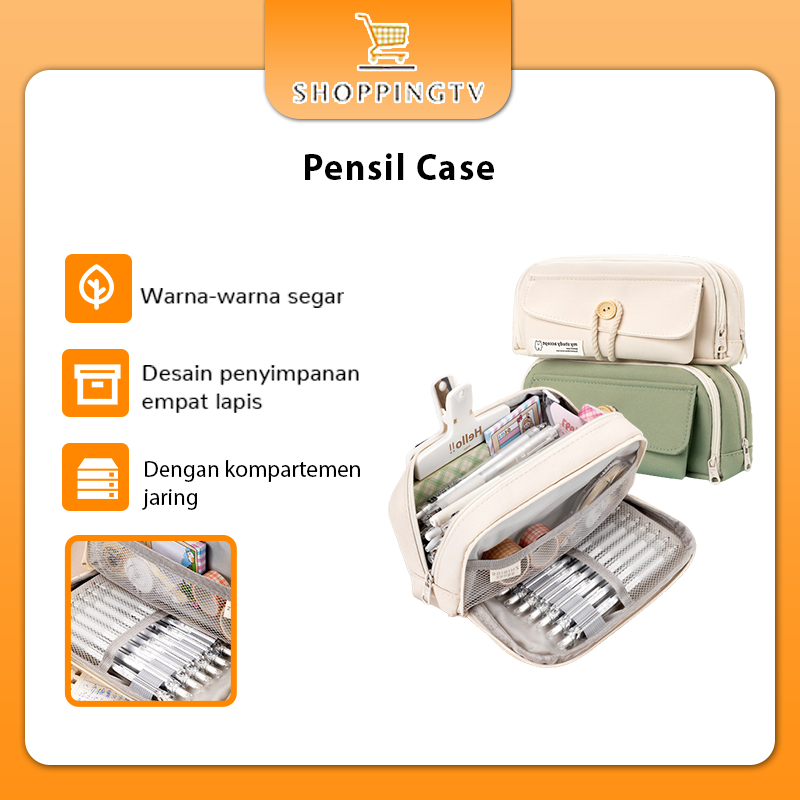 

Large Tempat Pensil Kotak Pensil Pencil Case Kostak Anak Atk Sekolah Kuliah Kantor Kerja Double Side Opening Student Stationery Organizer School Supplies