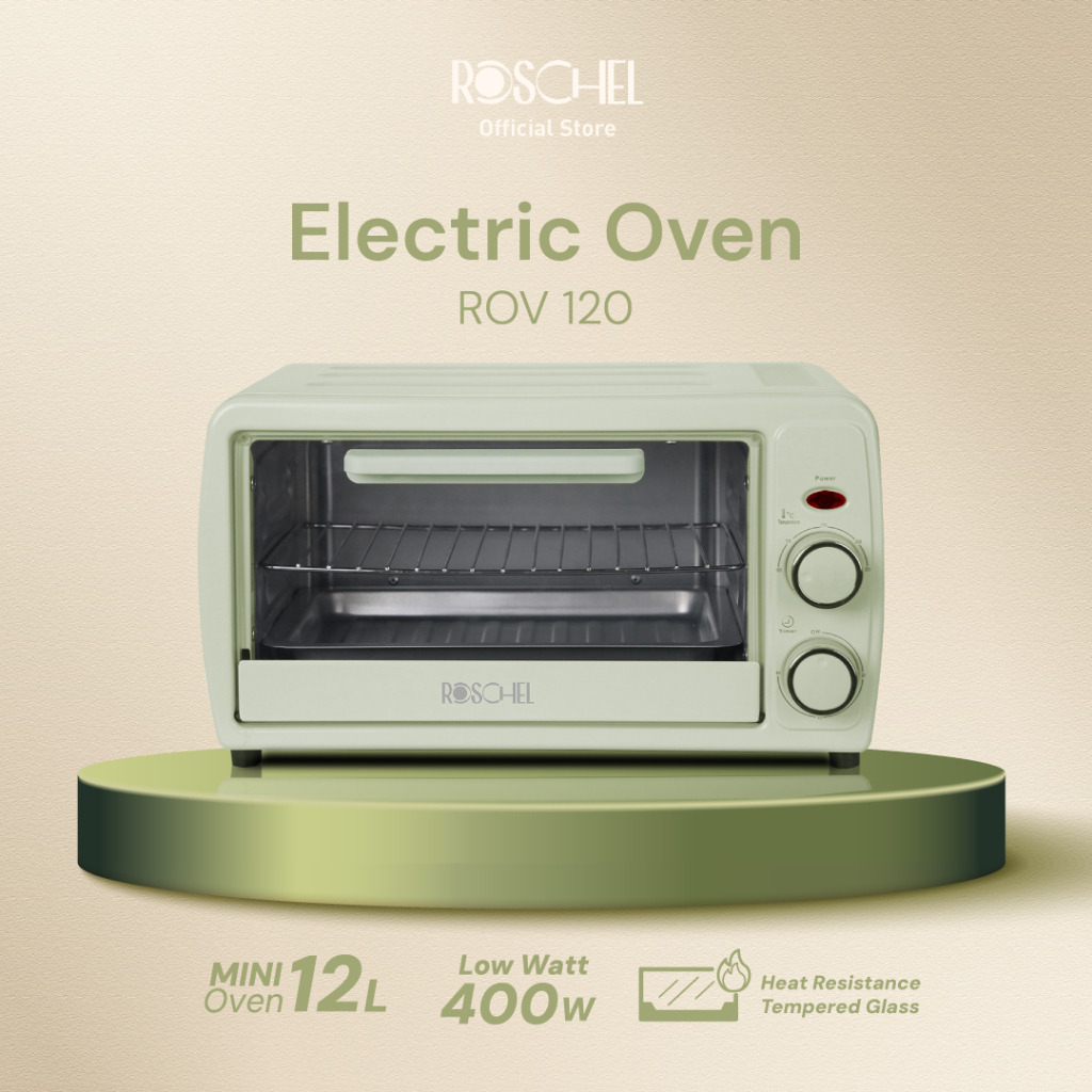 Roschel Electric Oven Kapasitas 12 L 12L 12-L Mini Oven Mini Low Watt 400 W Hemat Listrik Pemanas Ga