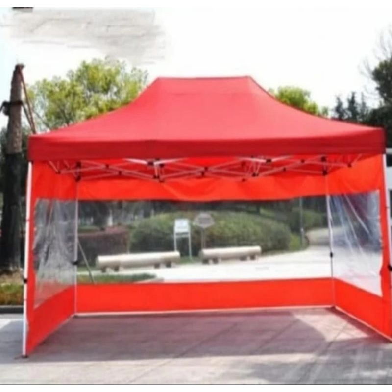 tenda lipat premium uk 3x4,5 ket besi 1,2 + dinding 3 sisi