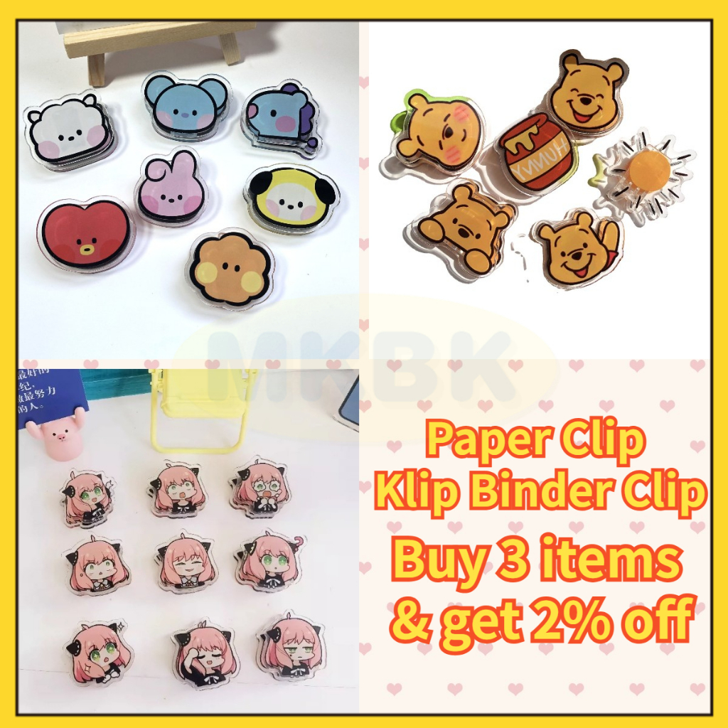 

⭐ MKBK ⭐ Paper Clip Klip Binder Clip Acrylic Penjepit Kertas Penjepit Serbaguna Akrilik Penjepit Klip Kertas Cartoon Clip Cute Clip Pusat Multifungsi Klip