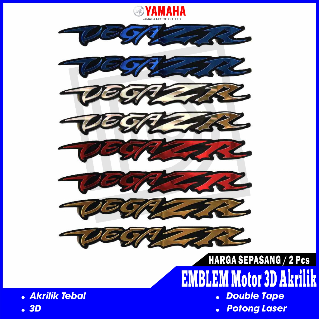 2pc Emblem Logo yamaha Vega ZR Motor 3D Timbul Akrilik Variasi Modip
