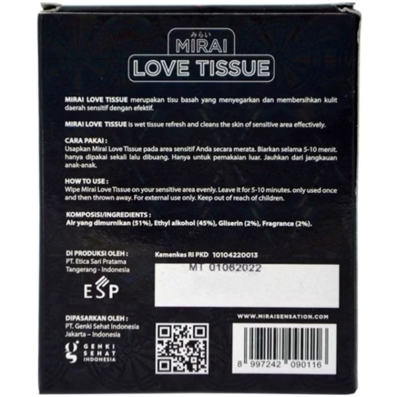 Tulustokoku Mirai Love Tissue Magic Original Bpom / Tisu Mejik Mirai Love Ampuh Pria Tahan Lama