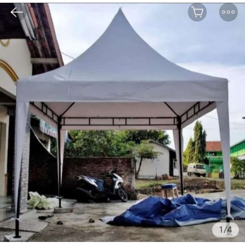 tenda kerucut tenda bongkar pasang  cafe ukuran  5x5 bahan atap terpal Ulin