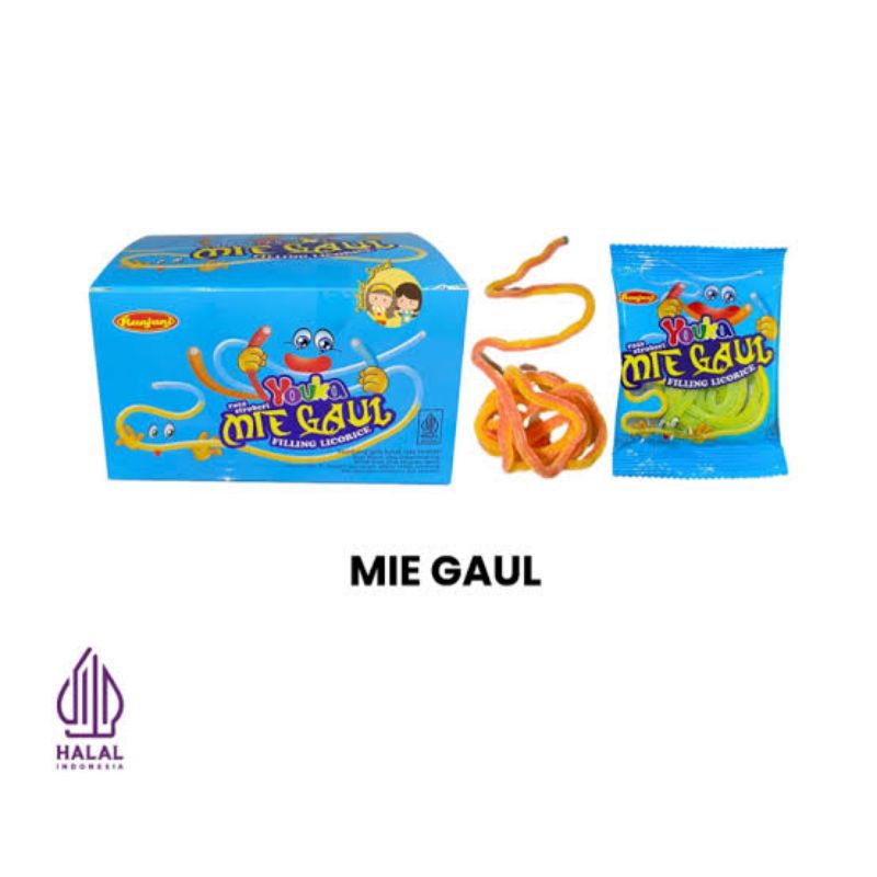 Permen Lunak Youka Mie Gaul Filling Licorice Rasa Strawberry box isi 24 pcs