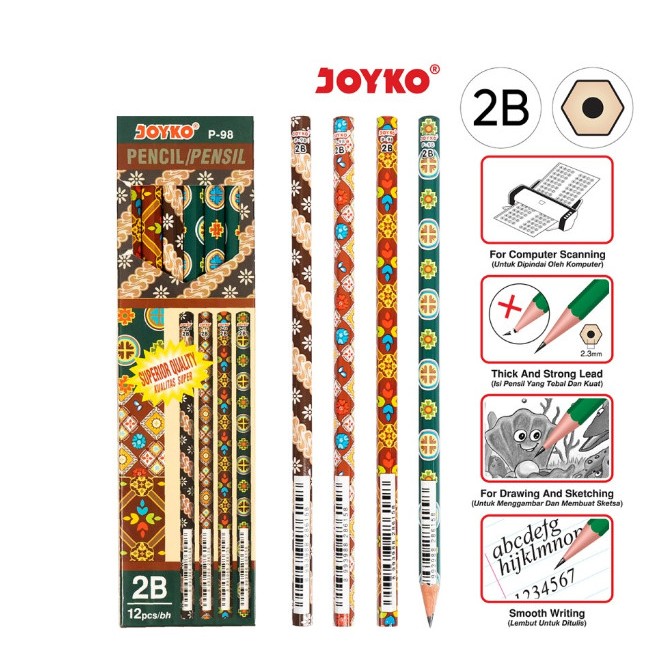

Pencil / Pensil Joyko P-98 / 2B / Batik / 1 BOX 12 PCS