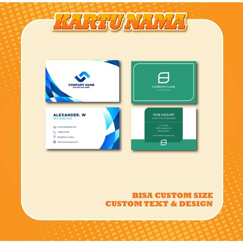 

Cetak Kartu Nama / Business Card / Kartu Nama 100pcs bahan Artcarton 260 dan 310 gsm