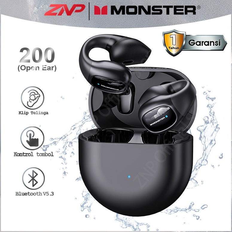 Terbaik ZNP X Monster Open Ear 2 Pro Earphone Nirkabel Bluetooth Konduksi Tulang Headphone V53 Bone 
