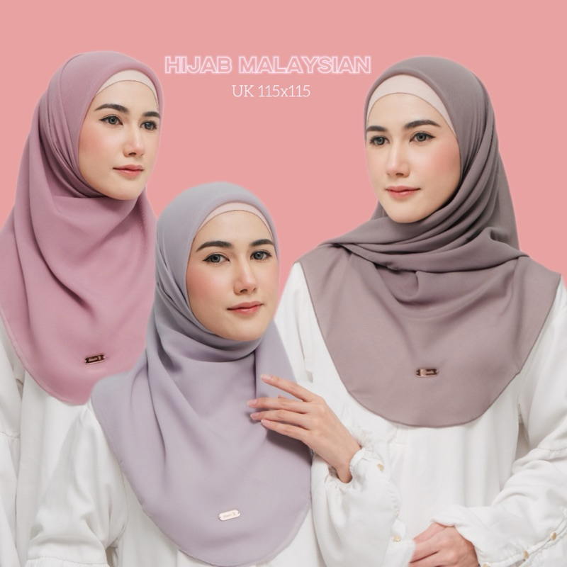 Hijab Segi Empat Oval Malay / Hijab Malaysia Plain Square Polycotton / Segiempat Oval Pollycotton
