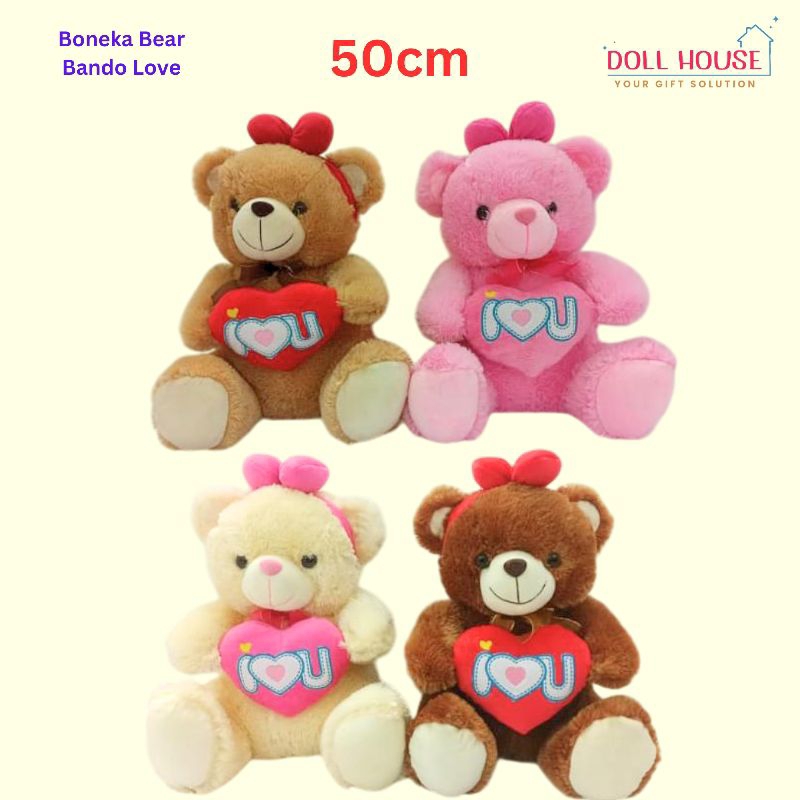 Boneka Beruang Love / Boneka Bear Bando Love / Boneka Bear I Love You / Boneka Teddy Bear