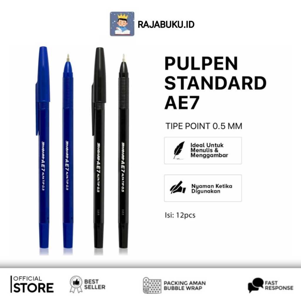 

Pulpen / Bolpoin / Ball Pen Standard AE7 0.5 mm Merek Bolpen No 1 Di Indonesia