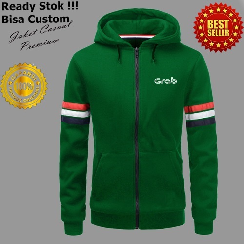 Jaket Sweater Hoodie Pria Grab Terbaru Original / Jakey Ojol Grab / Grab Jaket / Jacket Grab Terbaru