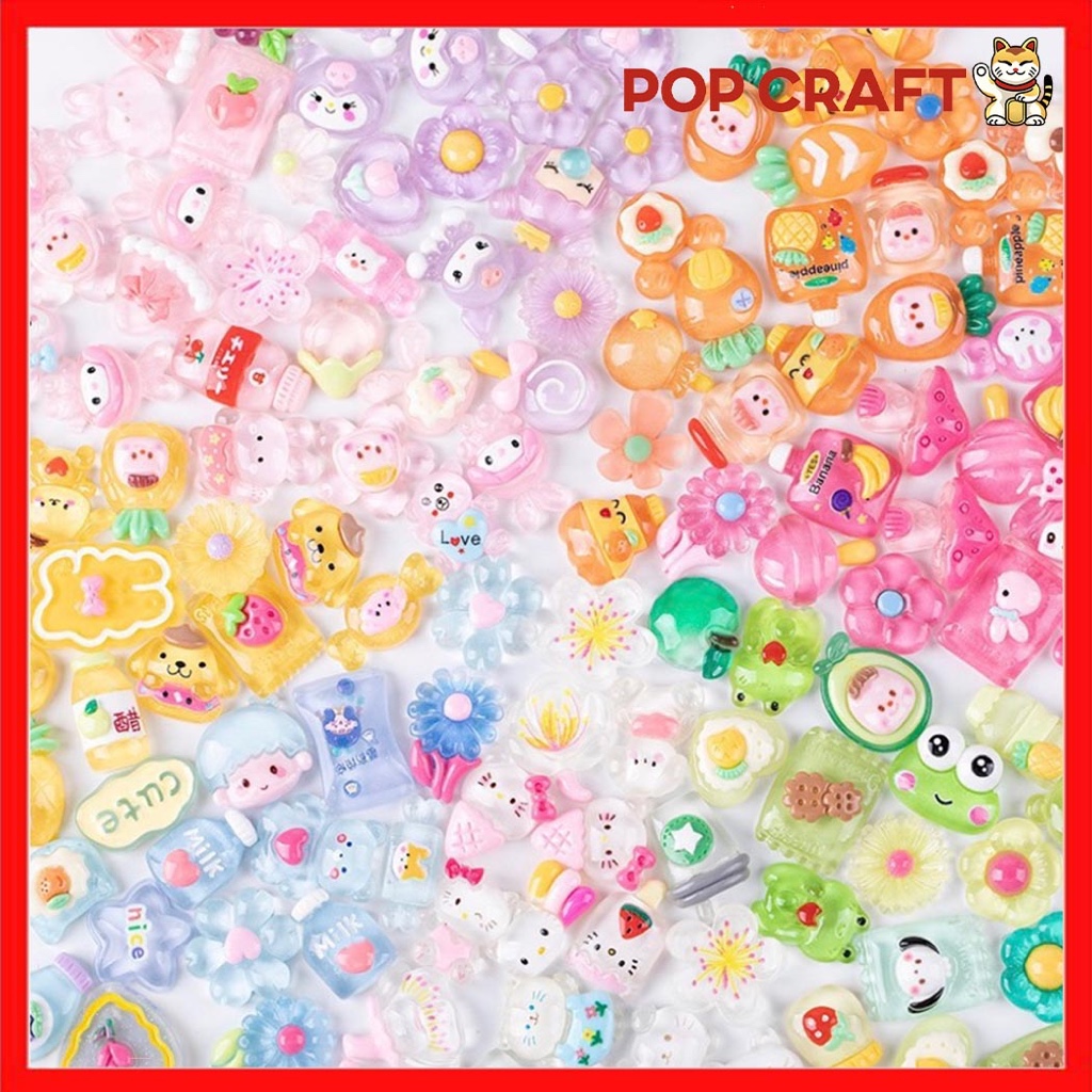 

PC Per Pcs Aksesoris Resin Clay 3D Buat Dekor DIY / Stiker 3D Warna Warni Lucu Cantik Case HP DIY